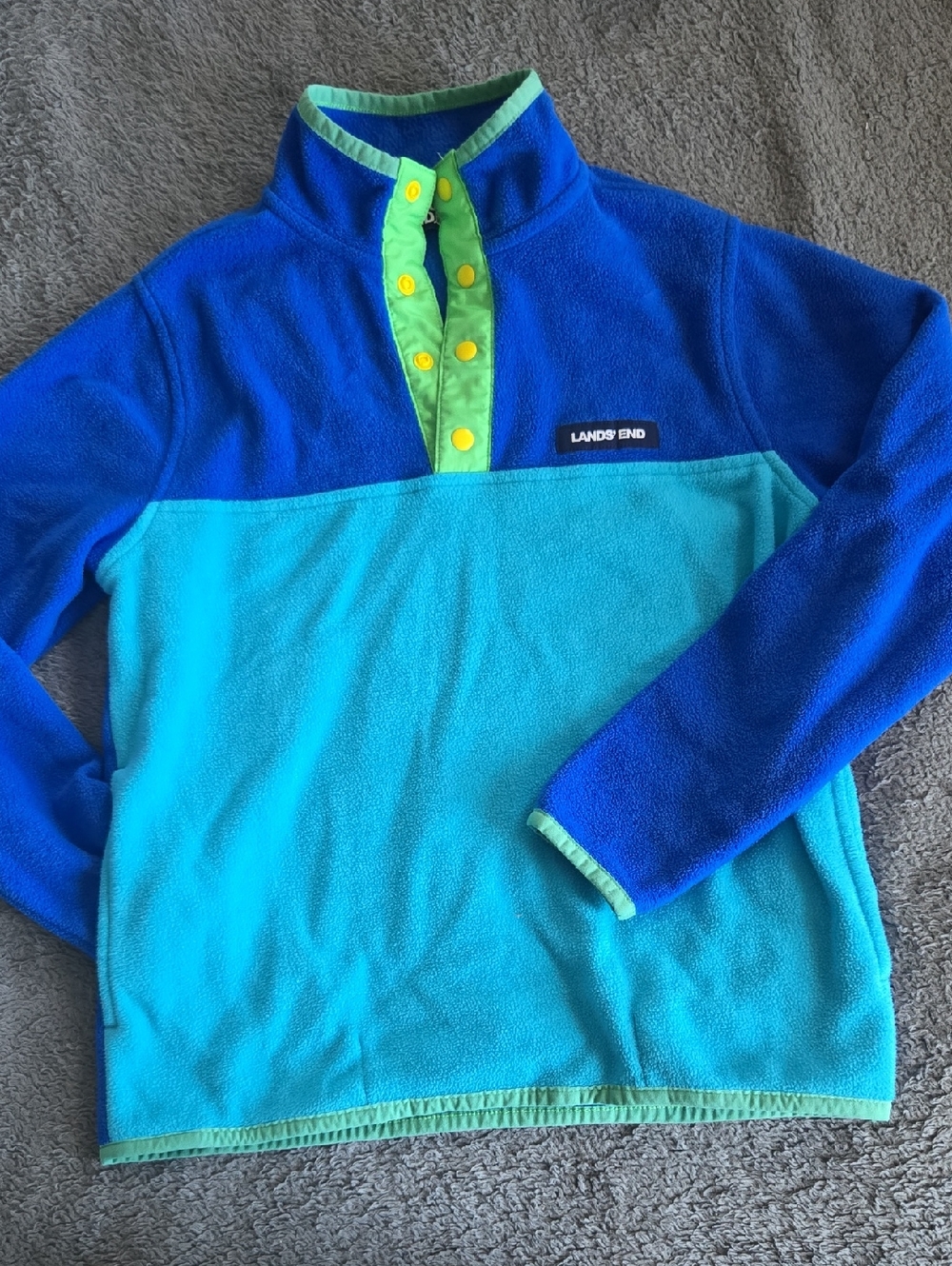 Sz 8 Land's End Boys Colorblock Retro Fleece/polyester Pullover Sweatshirt